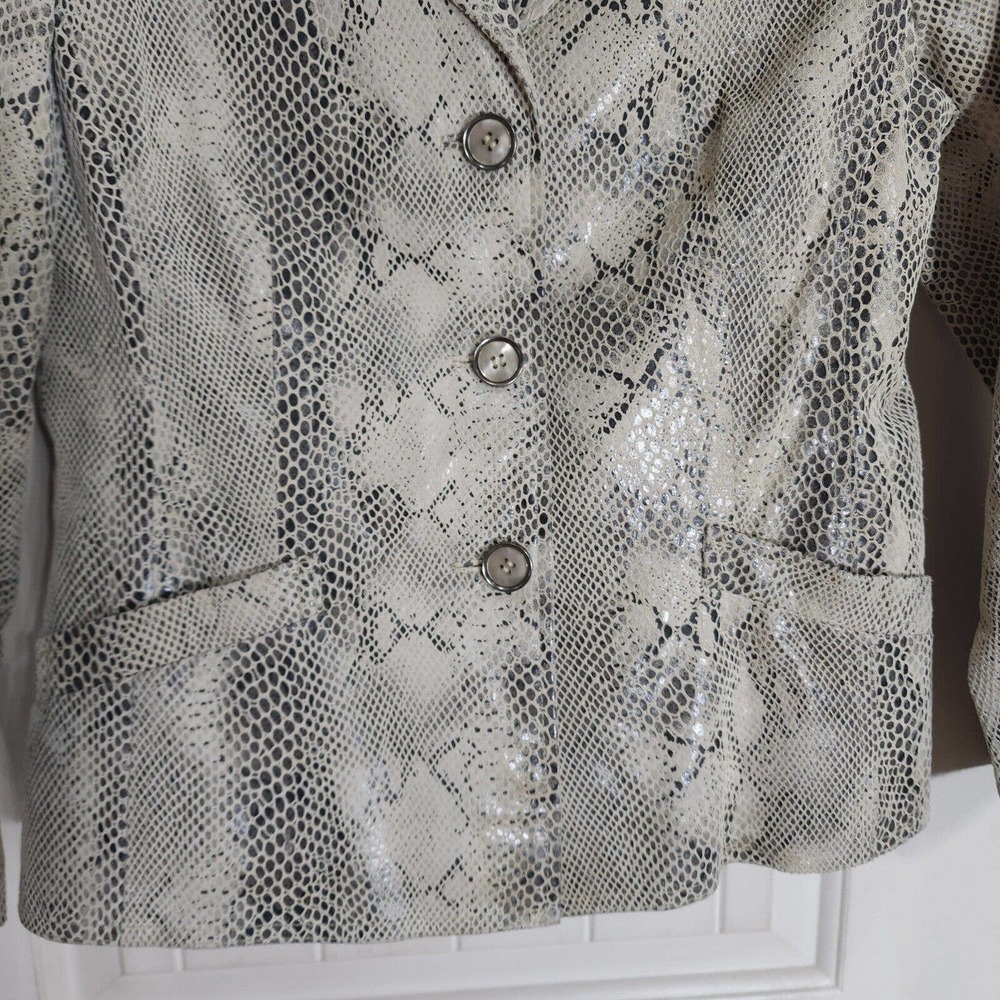 Lucia Womens Jacket Beige Suede Snake Print Vtg 90s Y2K 00s Blazer Coat Size 8 M - Picture 4 of 10